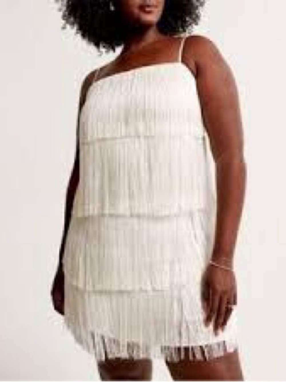 Abercrombie and Fitch Fringe Mini Dress White Medium